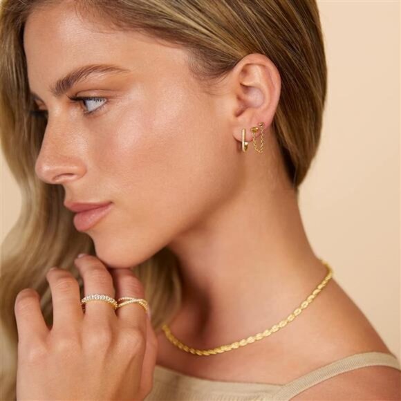 14K Gold Plated 925Sterling SilverPosts Pair of FlatBack Stud Earrings for Women - Picture 5 of 7